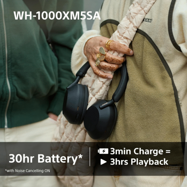 Sony WH-1000XM5SA | Premium Wireless Over-Ear Headphones | Noise Cancelling | 30hr Battery | Hi-Res Audio | Bluetooth | 3.5mm Jack | Black | Soft Case Included - Image 8